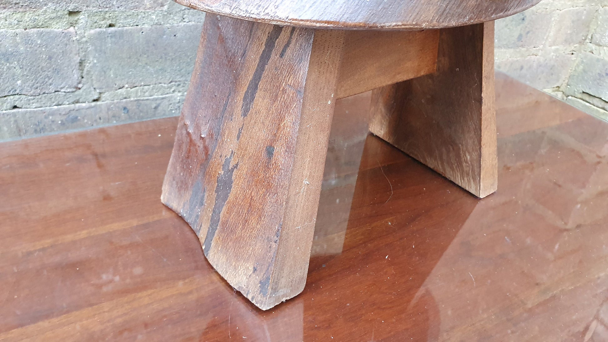 Rustic Chunky Vintage Log Yew Stool