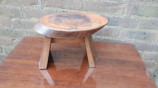 Rustic Chunky Vintage Log Yew Stool