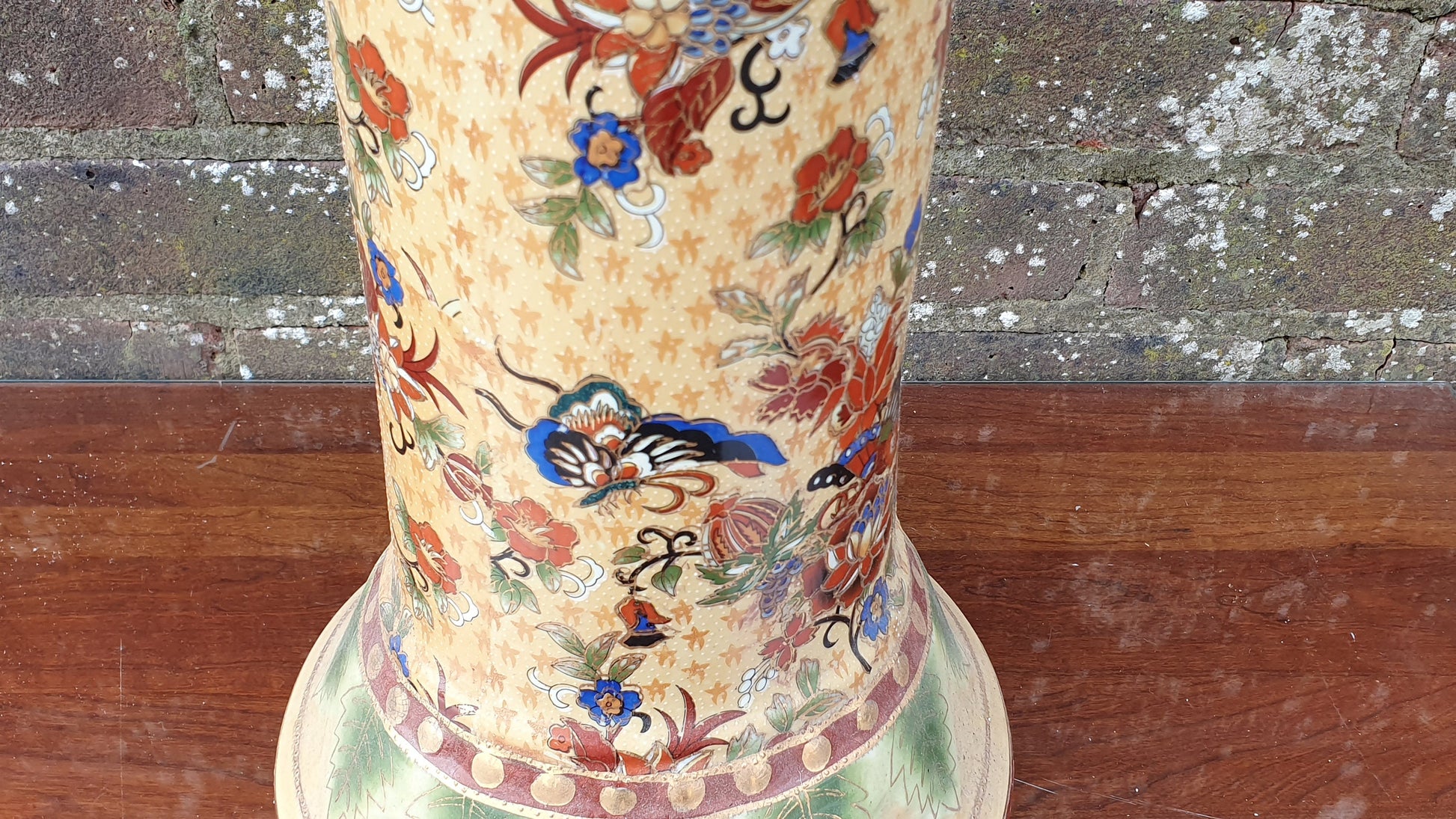 Vintage Oriental Ceramic Chinese Plant Stand Decorative Column