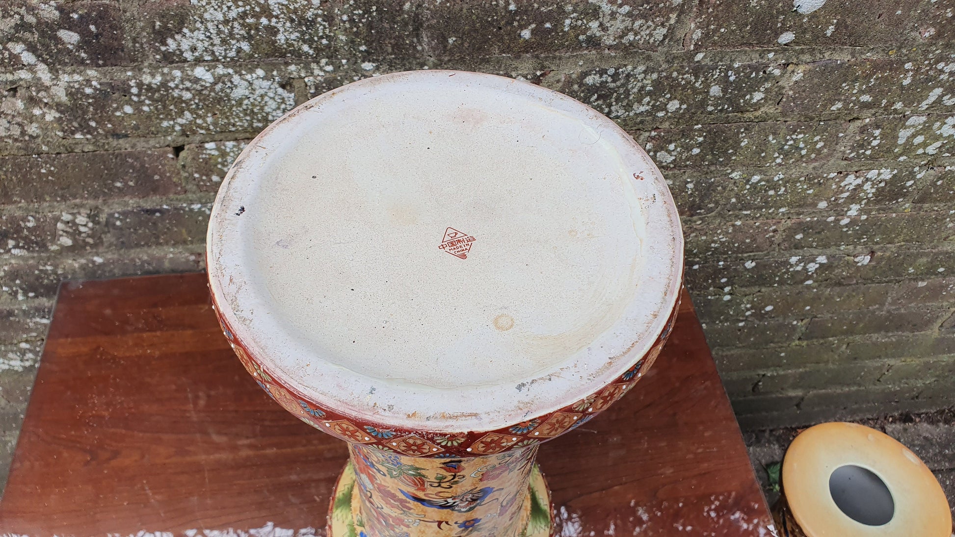 Vintage Oriental Ceramic Chinese Plant Stand Decorative Column