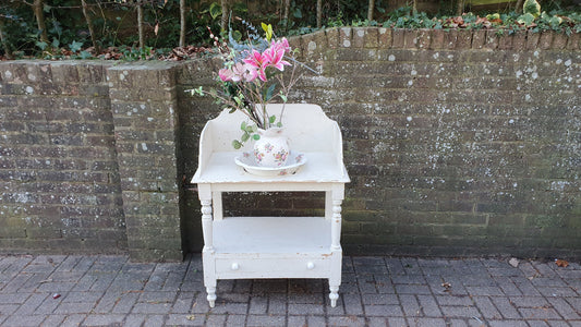 Vintage Victorian Genuine Painted Pine Washstand including Ceramic Jug and Bowl Prop Display