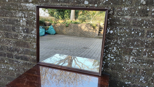 Vintage Retro Teak Wall Mirror Stag