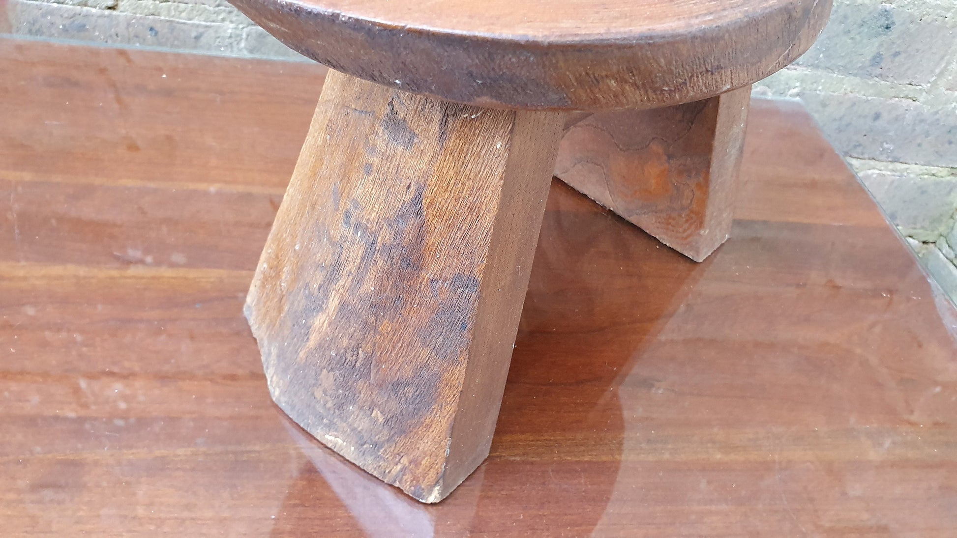 Rustic Chunky Vintage Log Yew Stool