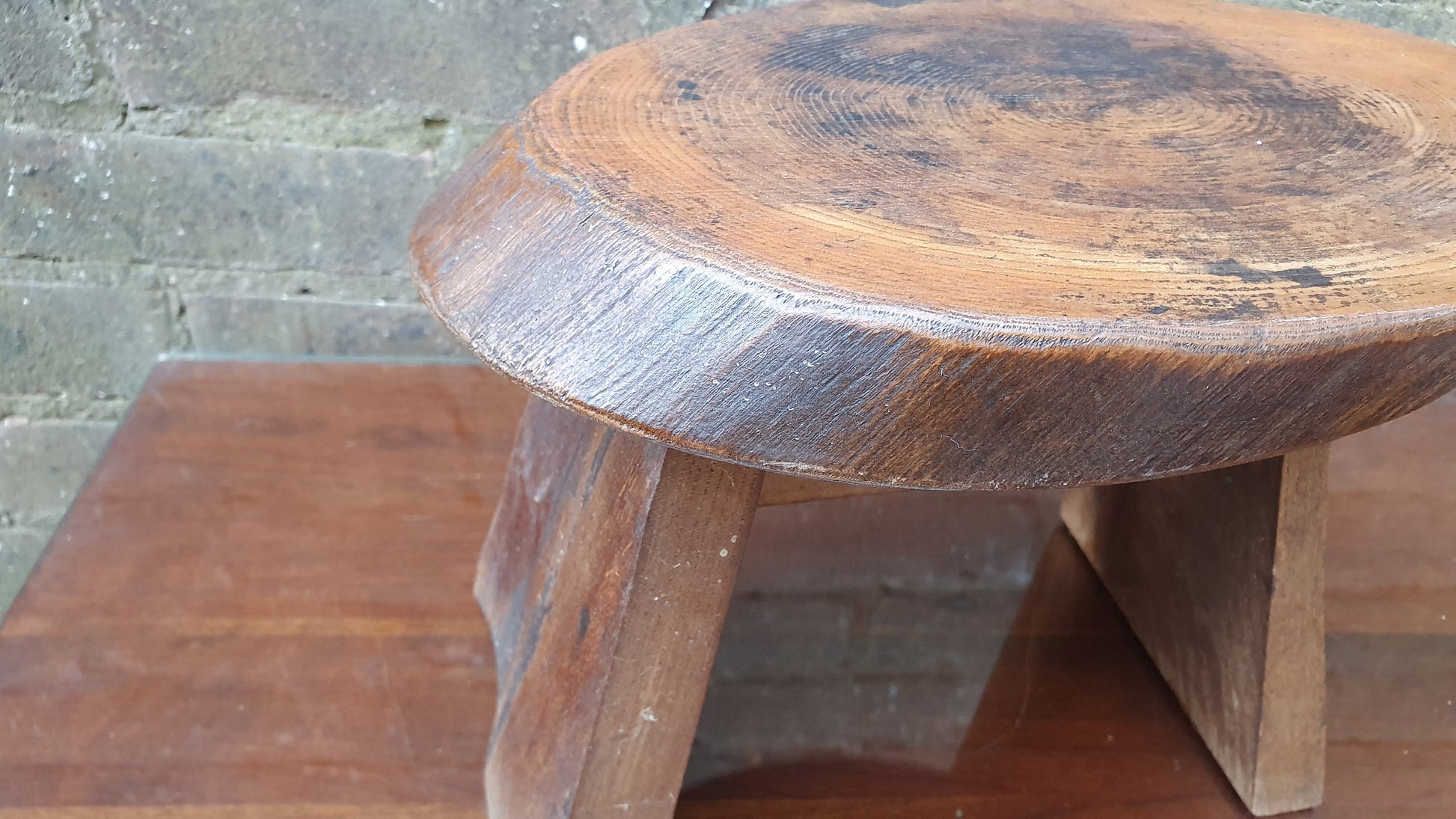 Rustic Chunky Vintage Log Yew Stool