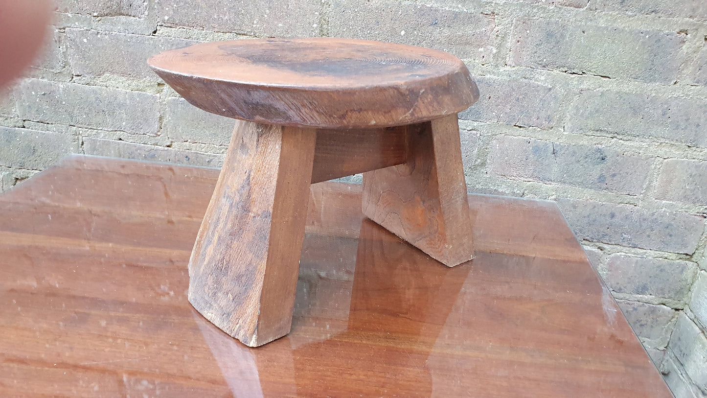 Rustic Chunky Vintage Log Yew Stool