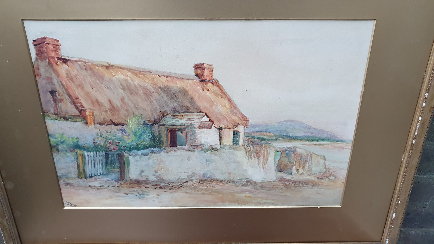 Vintage Original Large Watercolour of a Cottage.