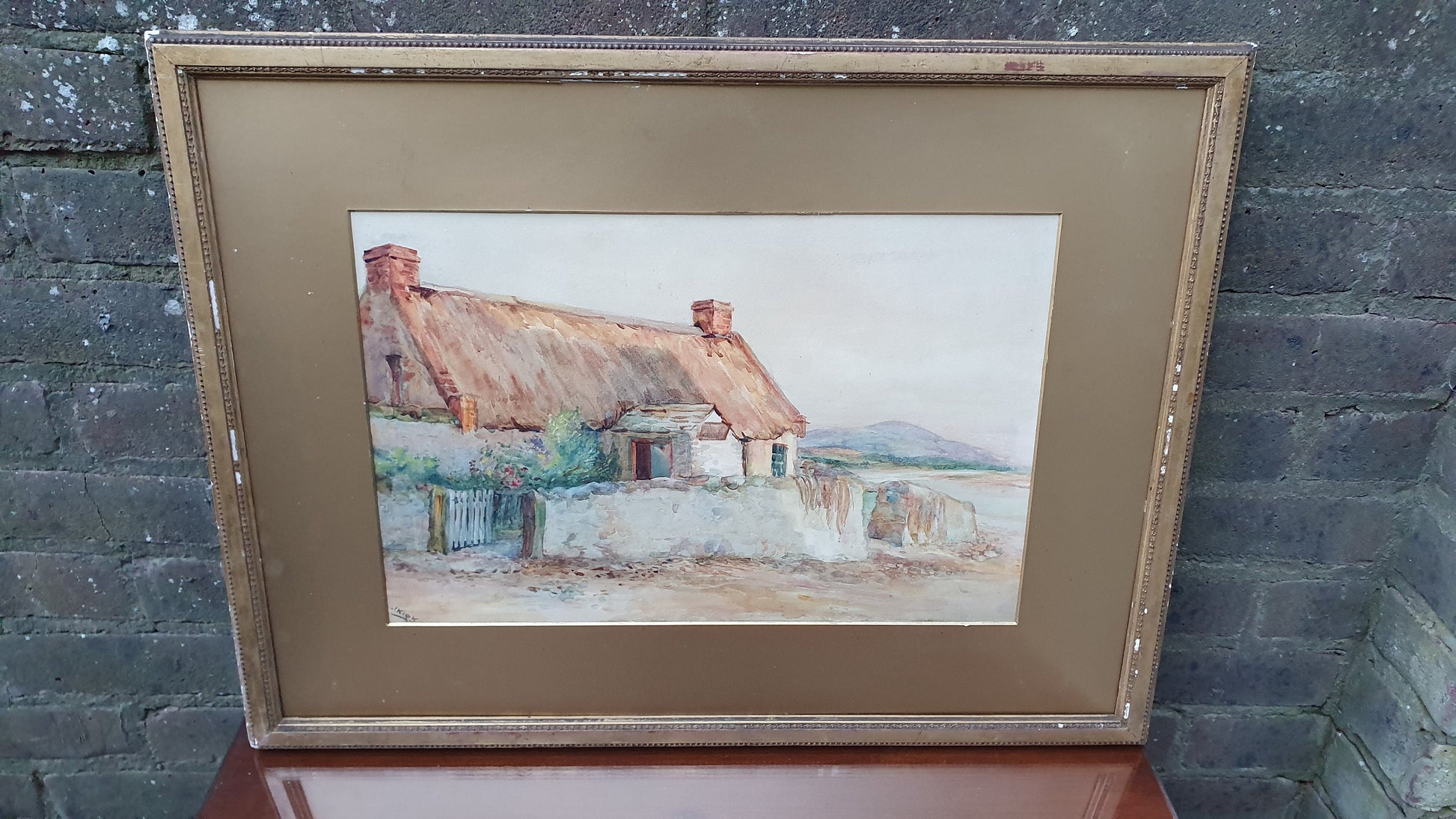 Vintage Original Large Watercolour of a Cottage.