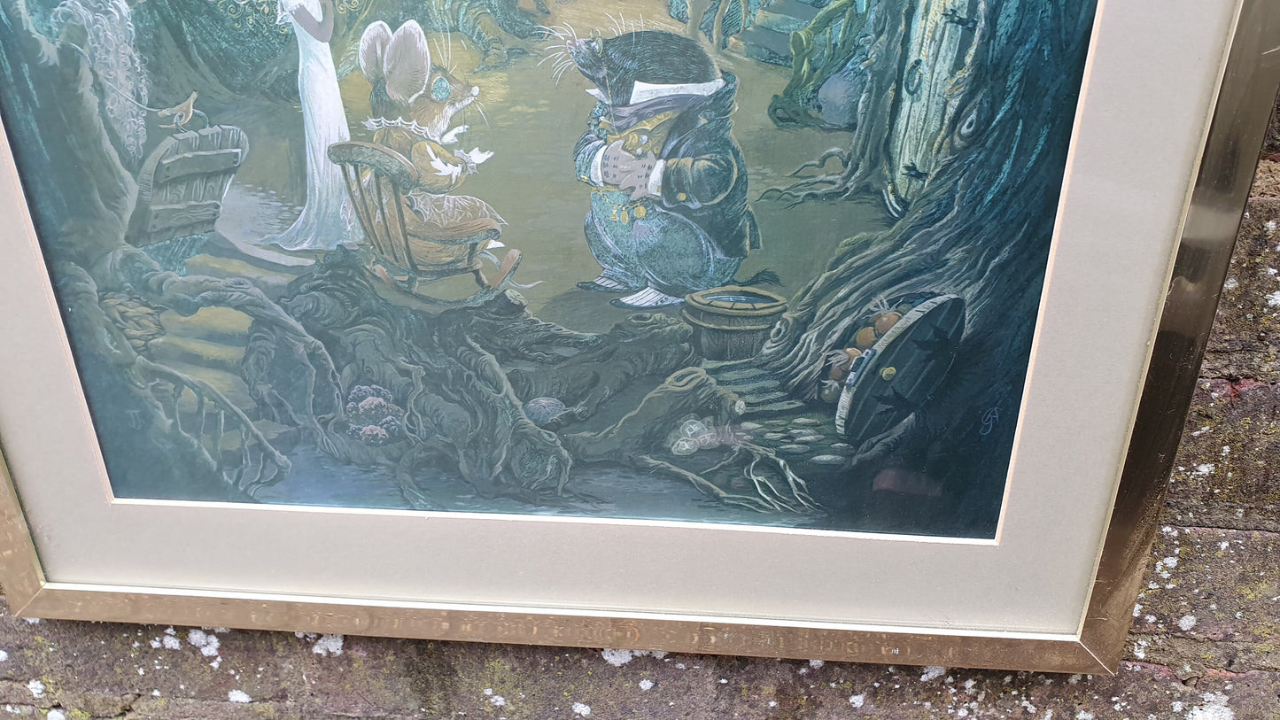 Large Fantasy Print A World Inside A Hollow Tree Silver Tinted Reflective Beatrix Potter Style