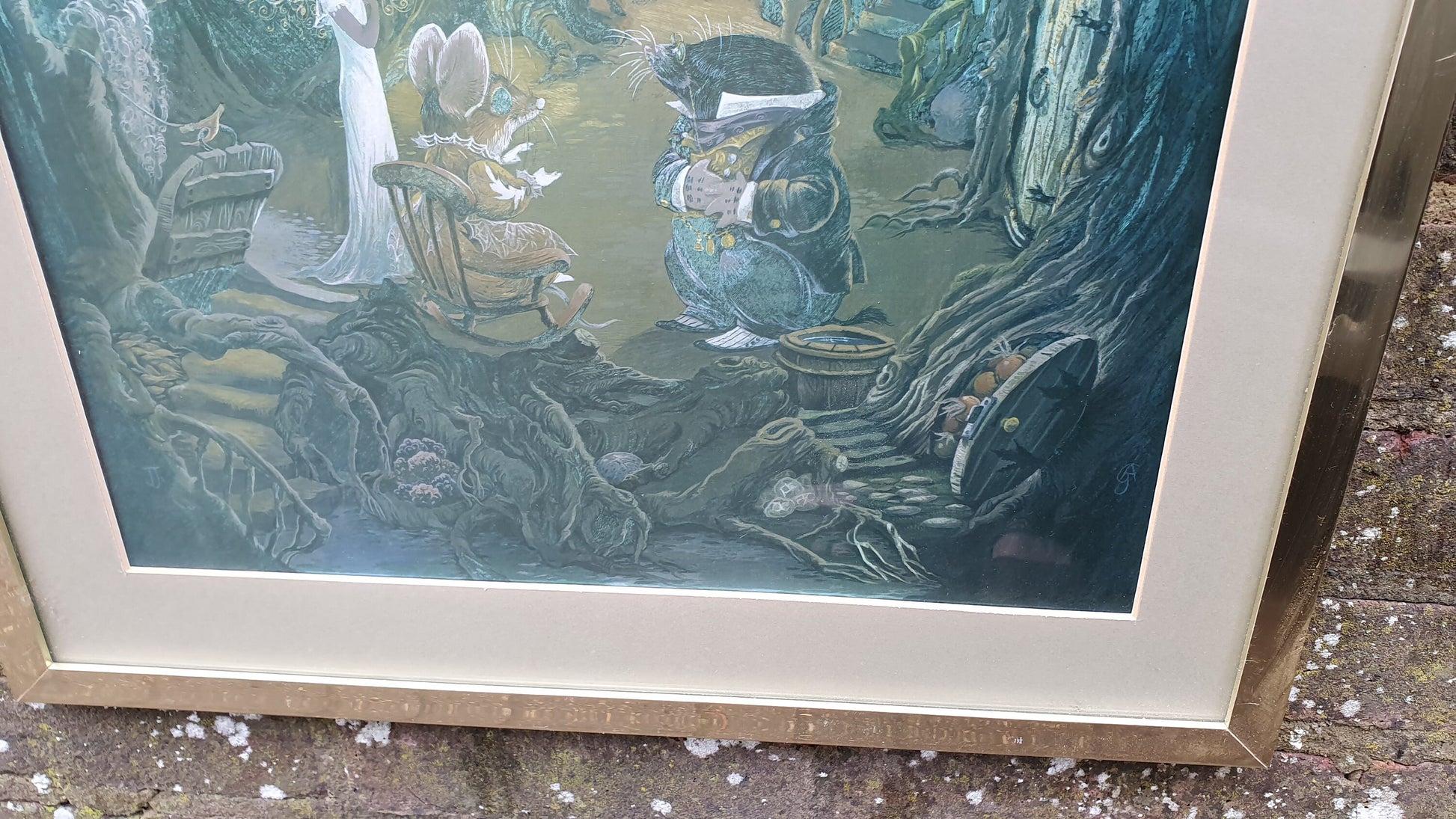 Large Fantasy Print A World Inside A Hollow Tree Silver Tinted Reflective Beatrix Potter Style