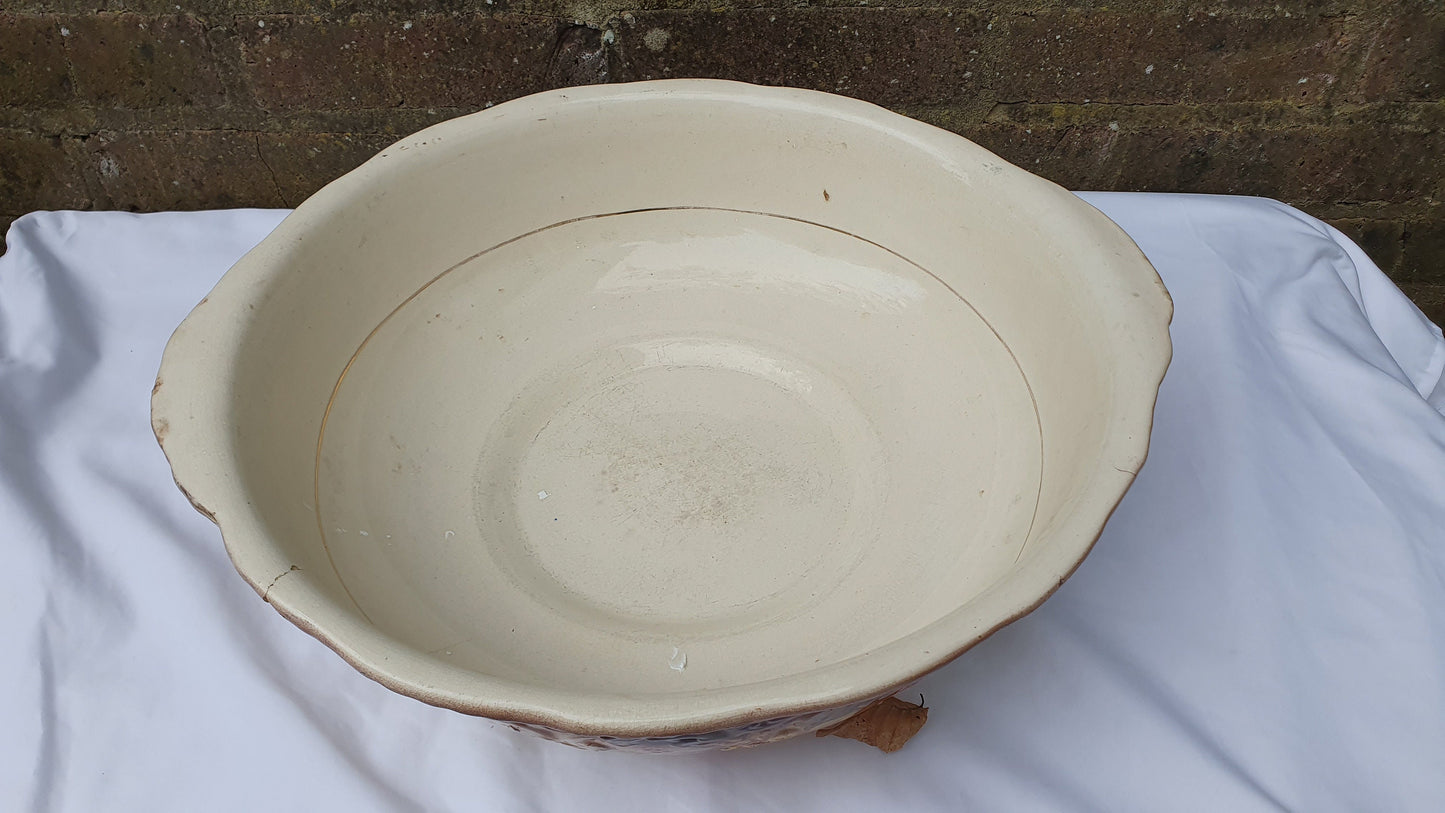 Vintage Floral Large Wash Basin Set Jug Bowl Ewer Pink Flower Vase. Late Victorian.