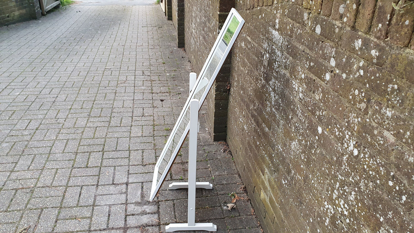 Vintage 70’s Retro Painted Cheval Mirror Swing White and Silver