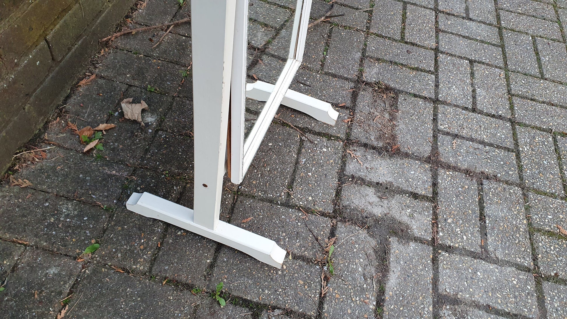 Vintage 70’s Retro Painted Cheval Mirror Swing White and Silver