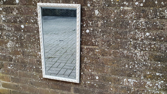 Vintage Victorian White Painted Wall Mirror Moulded Decoration