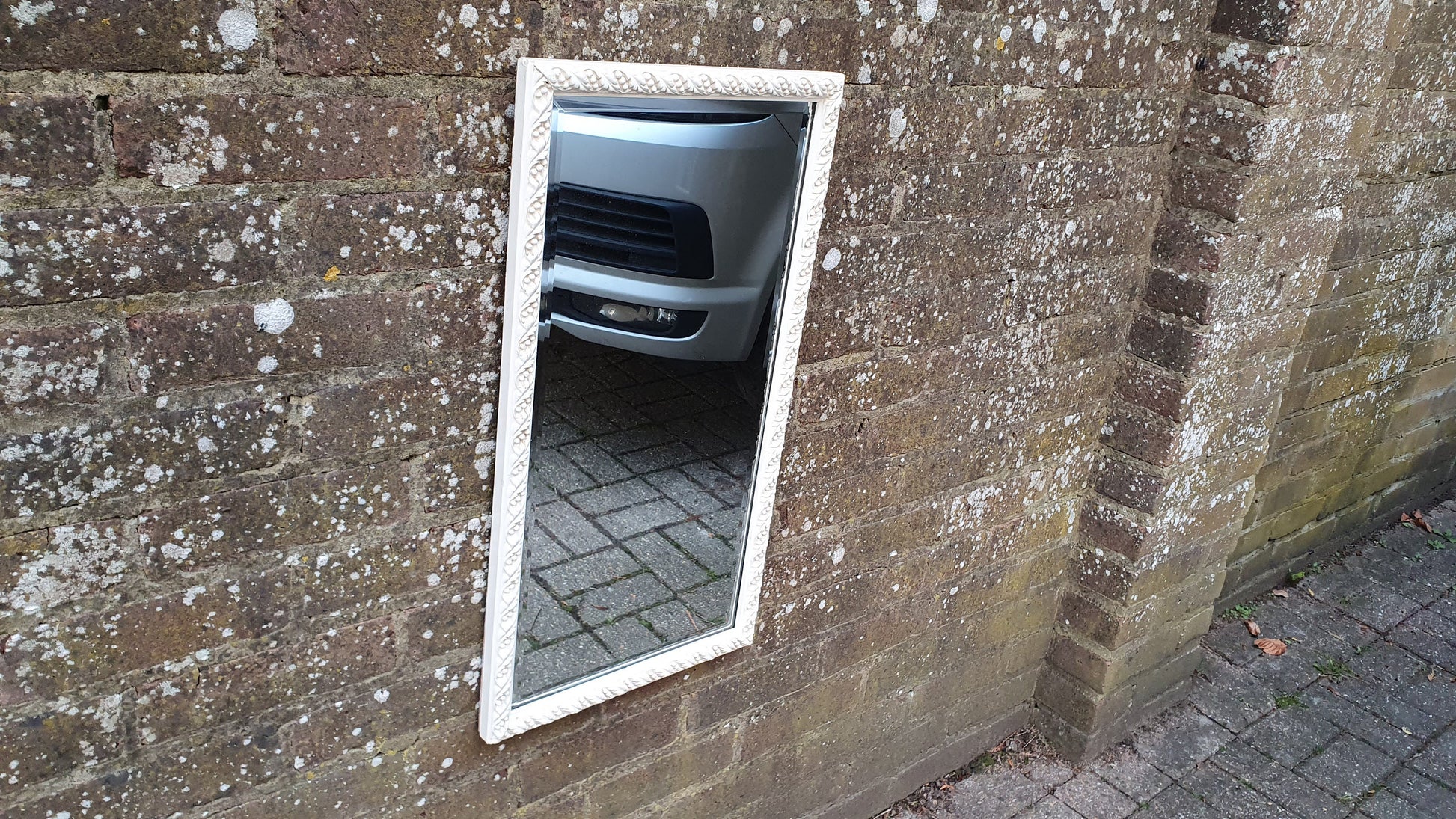 Vintage Victorian White Painted Wall Mirror Moulded Decoration