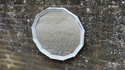 Dodecagon 12 Sided Painted Shabby Chic Wall Mirror in Farrow and Ball Solid Wood Unique Bespoke Hand Painted Upcycled