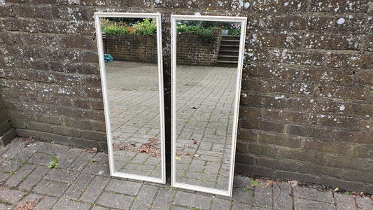Pair of Large and Long 1970’s Vintage White and Gold Wall Mirrors Mirror 93 x 34 cm