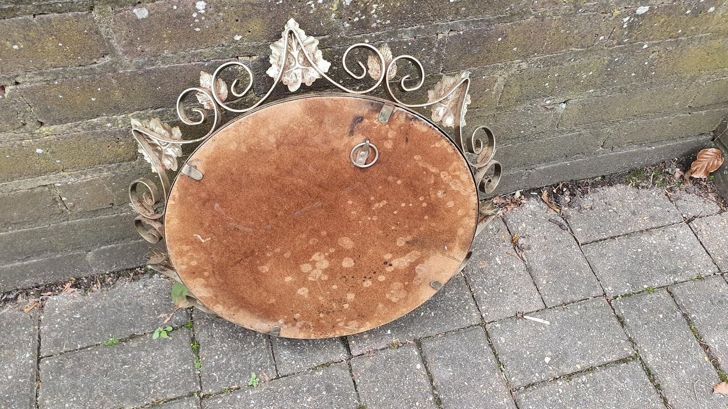 Classic Leaf Metal Vintage Retro1960’s Round Decorative Wall Mirror
