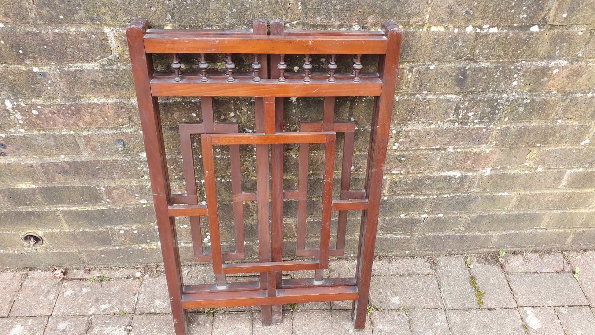Oriental Style Mahogany Folding Vintage Victorian Fire Screen