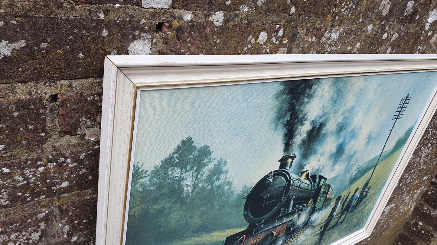Large Vintage Retro Print ‘Sunday Working’ by Don Breckon Railway GWR Grange Class Crynant 6861 Matglo Surface. Vintage Railway.