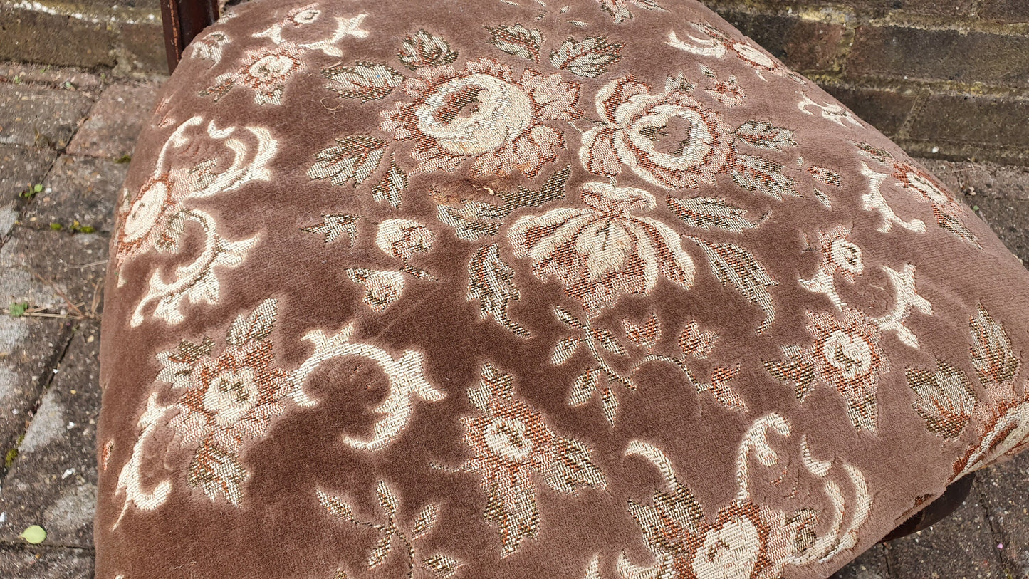 Top Quality Elegant Vintage Upholstered Chair Low Nursing Deep Sprung Bedroom Cabriole Legs