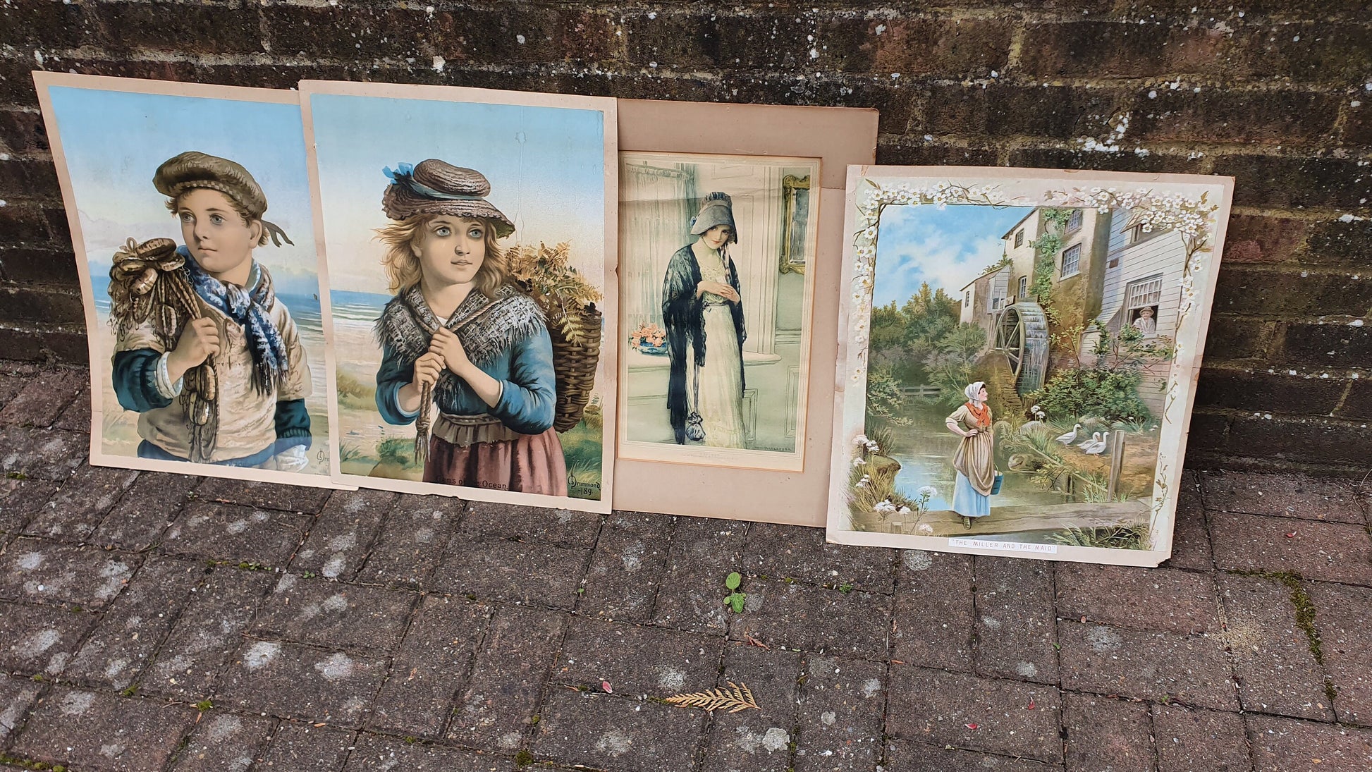 3 Large Original Victorian Lithographs Prints ‘The Miller and the Maid’ ‘Gems of the Ocean’ ‘Fisher Laddie’ plus one other.