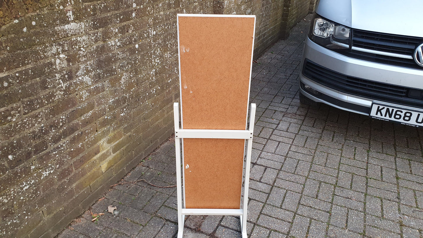 Vintage 70’s Retro Painted Cheval Mirror Swing White and Silver