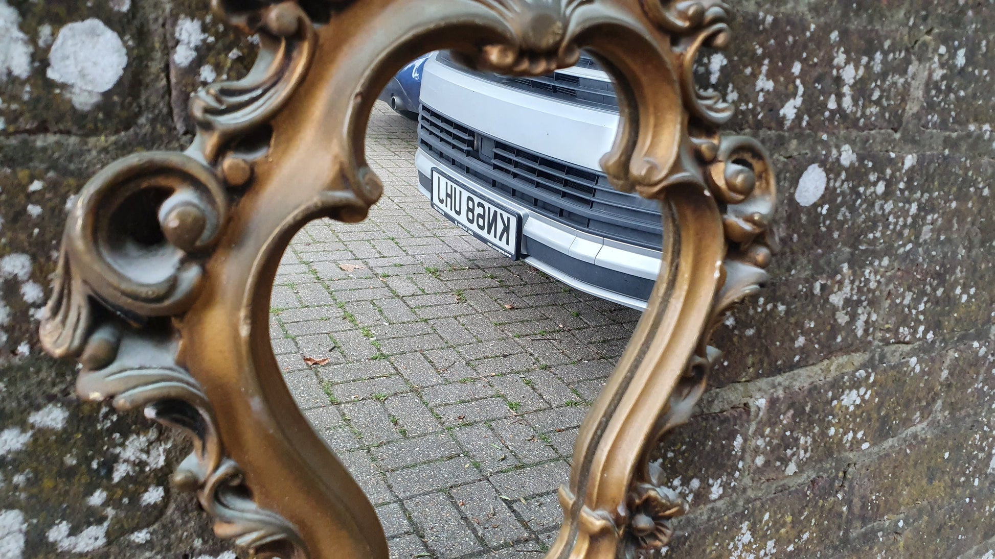 Deep Vintage Ornate Chunky Painted Gold Plaster Mirror. Gilt