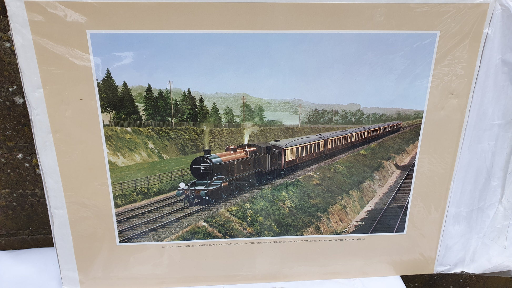 6 Large Vintage team Railway Engine Prints and 3 Smaller Framed Jack Hill Chris Holland.
