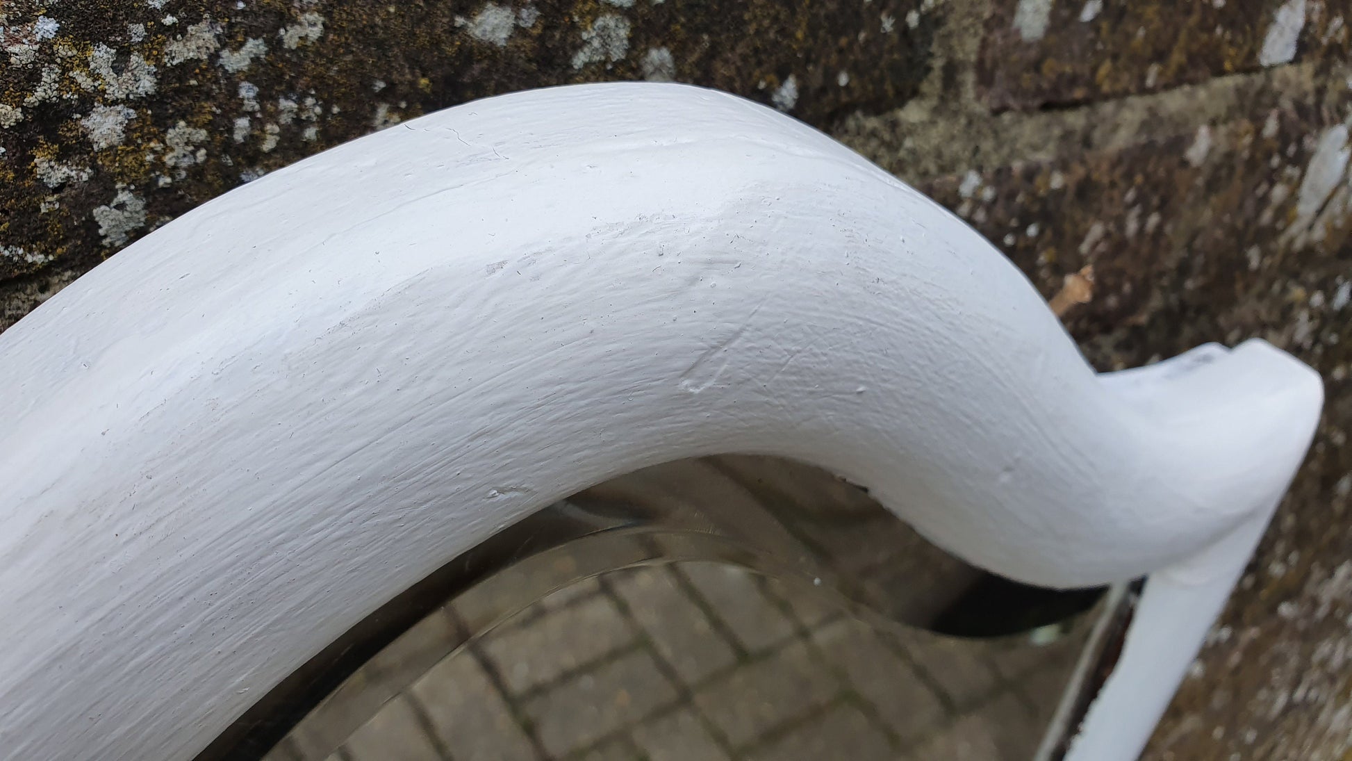 Chunky Mid-19th century Vintage Painted Shield Shape Wall Mirror in Farrow and Ball White.