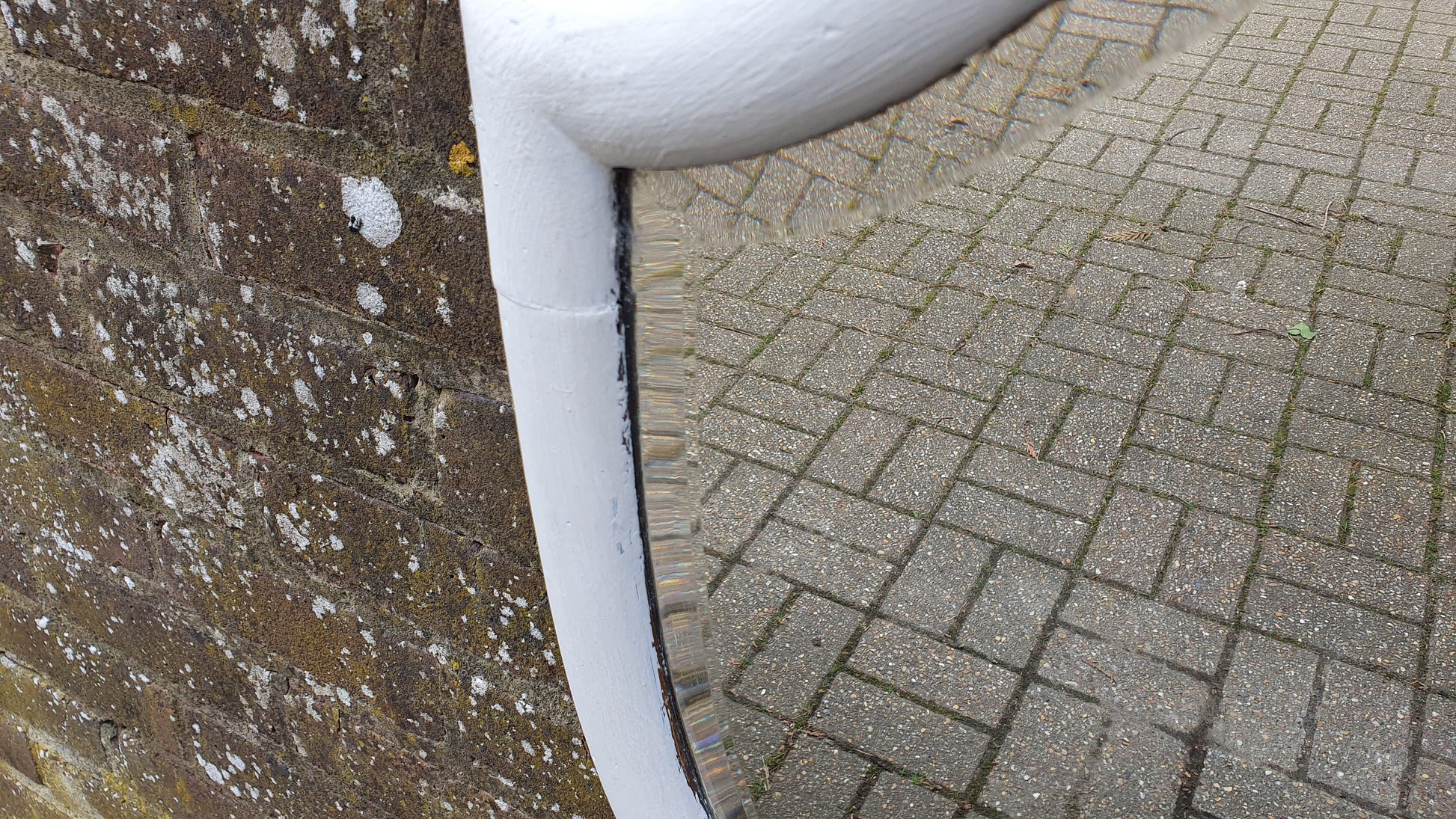 Chunky Mid-19th century Vintage Painted Shield Shape Wall Mirror in Farrow and Ball White.