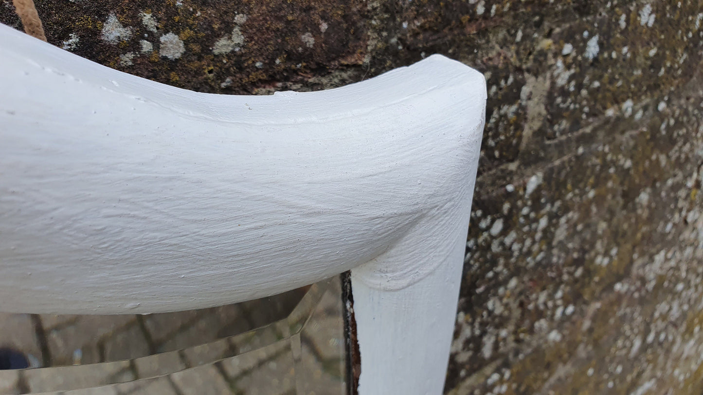 Chunky Mid-19th century Vintage Painted Shield Shape Wall Mirror in Farrow and Ball White.