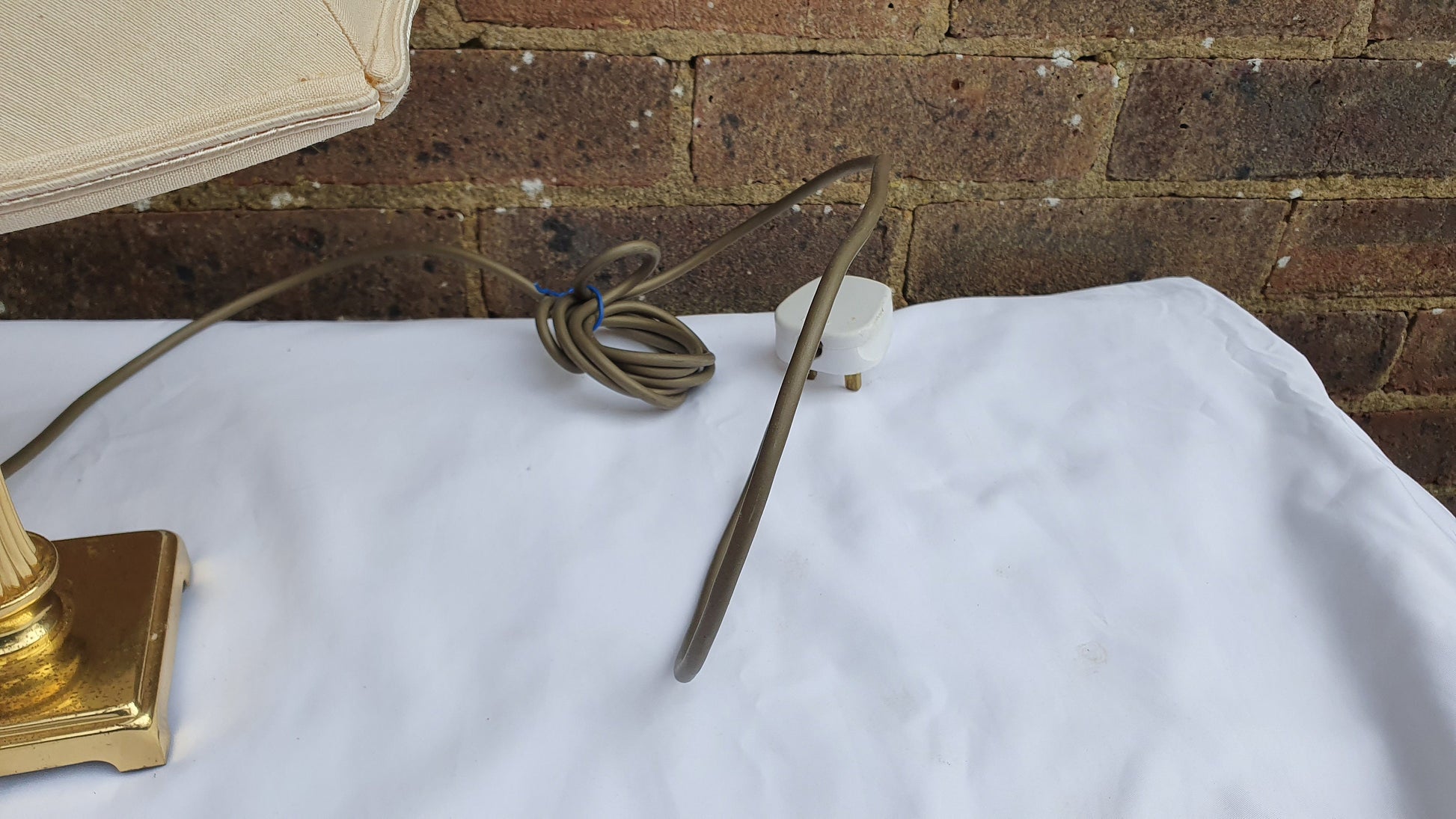 Fluted Brass Candlestick Lamp and Lampshade Working.