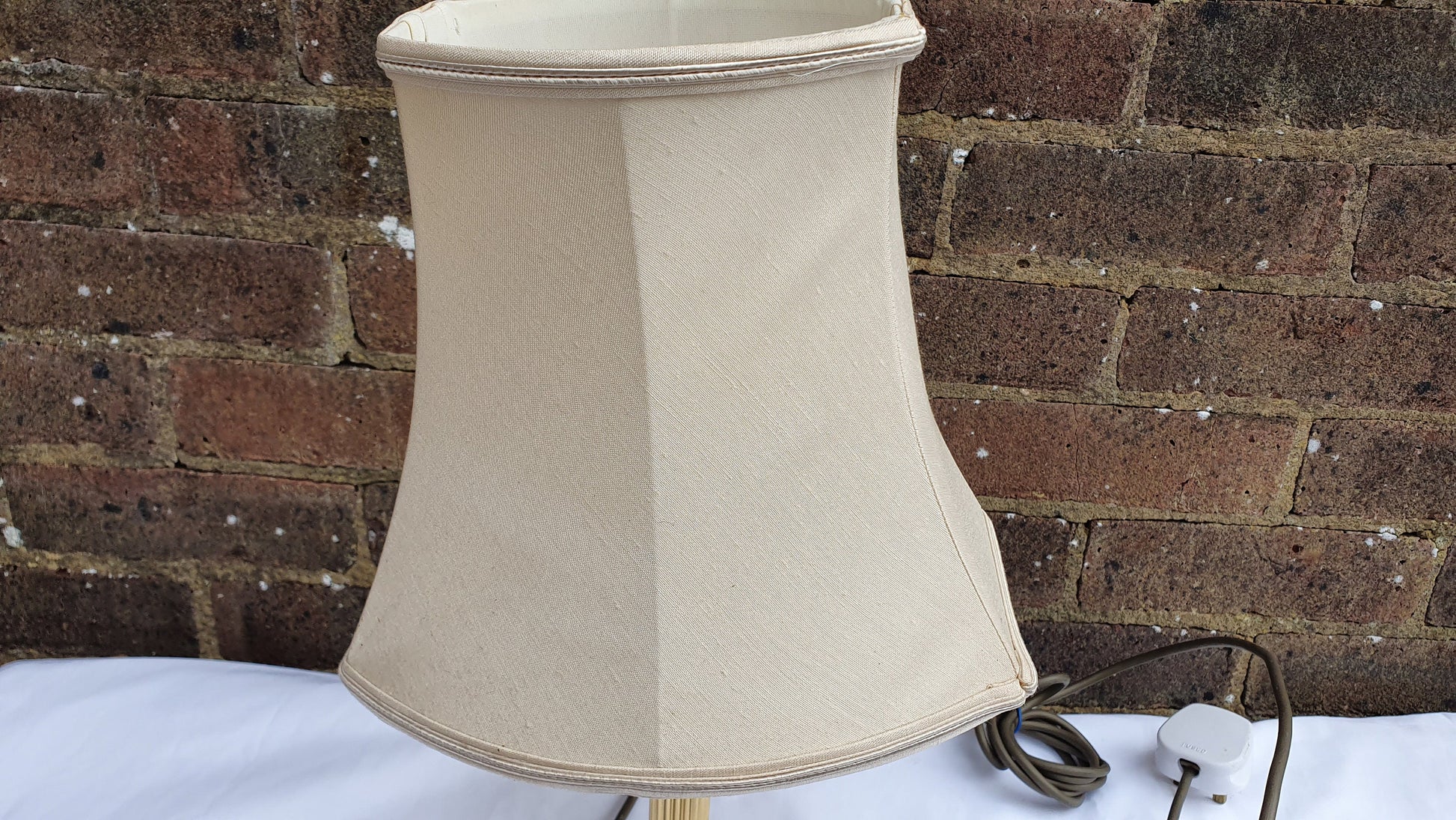 Fluted Brass Candlestick Lamp and Lampshade Working.