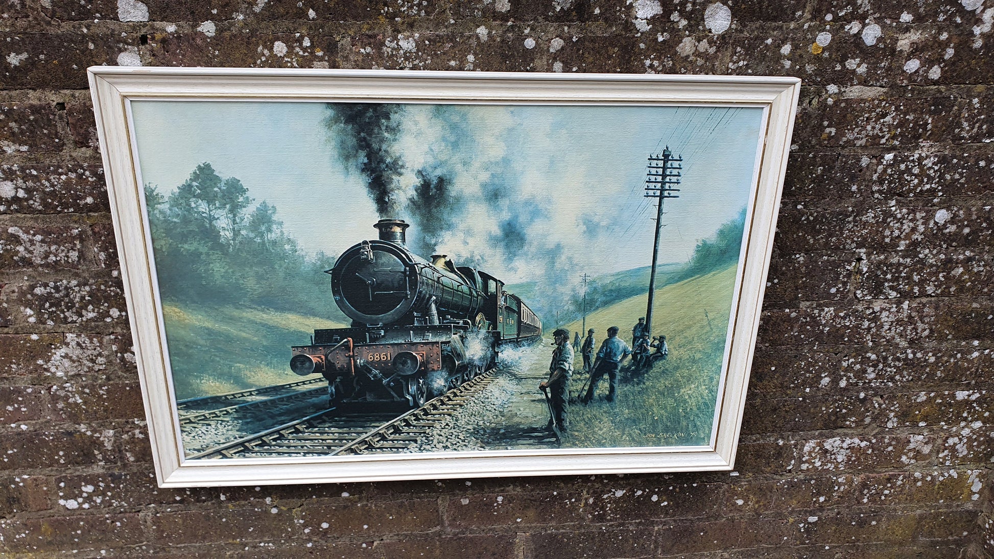 Large Vintage Retro Print ‘Sunday Working’ by Don Breckon Railway GWR Grange Class Crynant 6861 Matglo Surface. Vintage Railway.