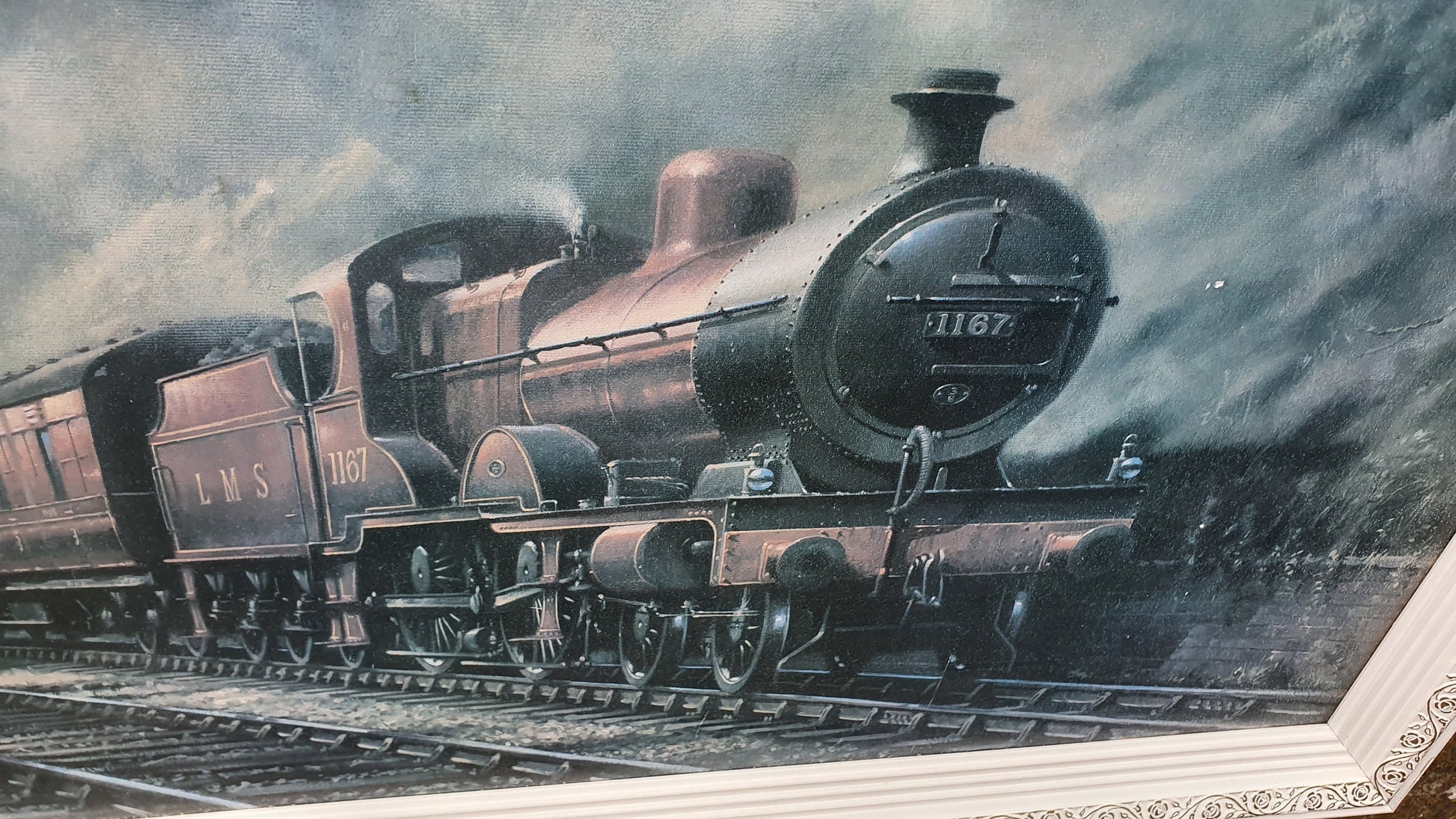 Large Vintage Retro Print 1187 LMS Steam Train Matglo Surface. Philip D Hawkins Vintage Railway