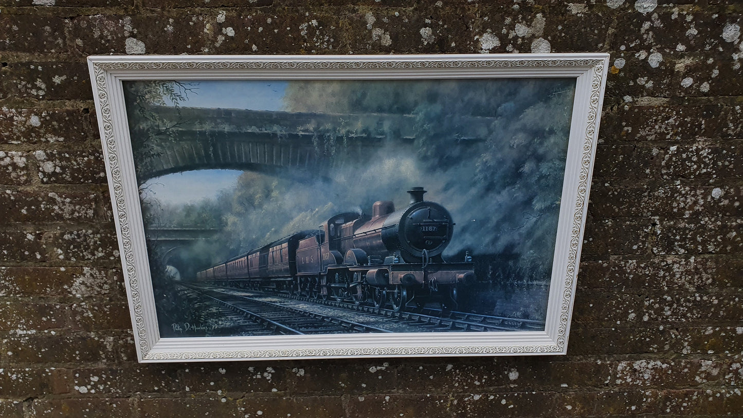 Large Vintage Retro Print 1187 LMS Steam Train Matglo Surface. Philip D Hawkins Vintage Railway