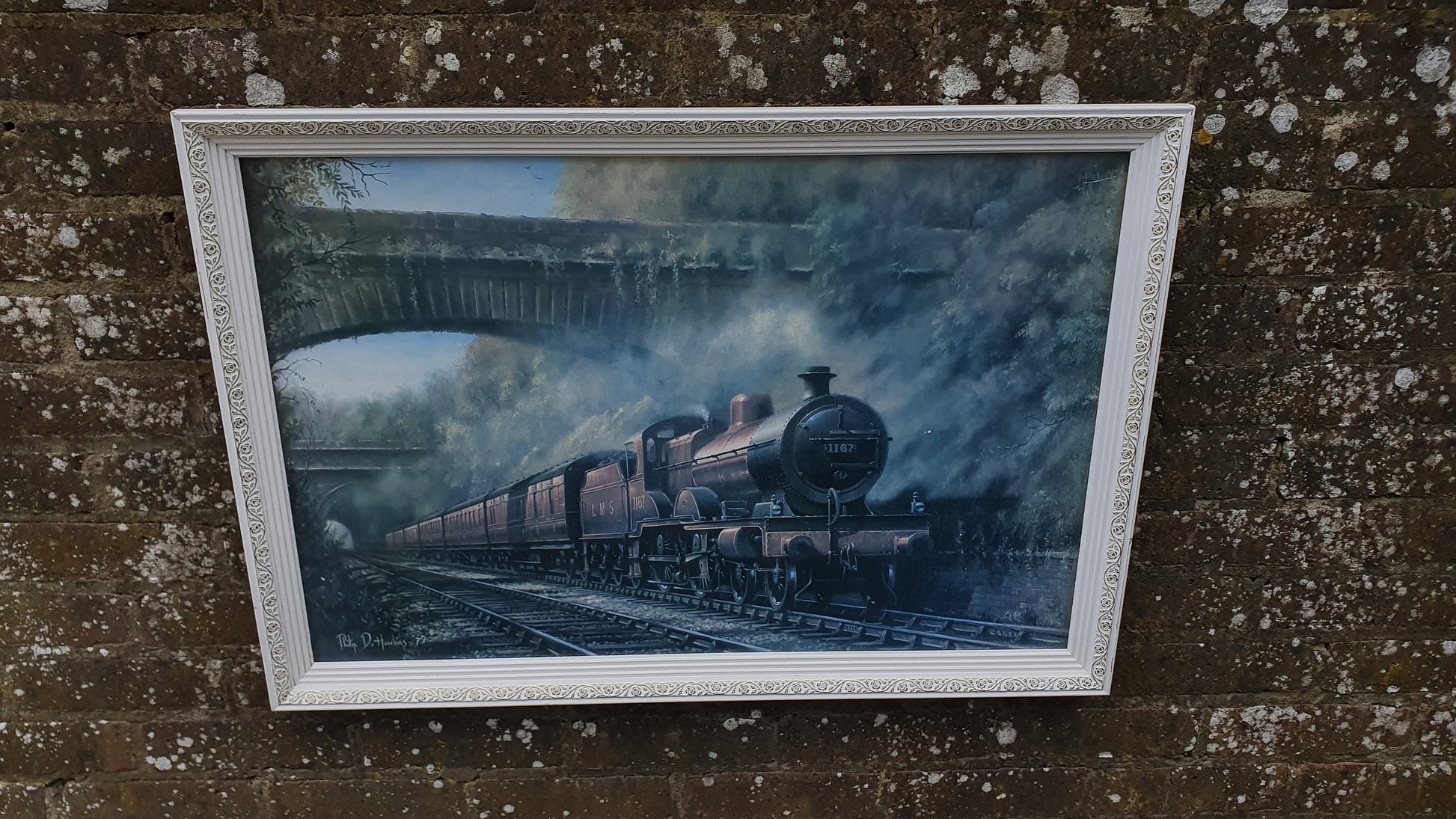 Large Vintage Retro Print 1187 LMS Steam Train Matglo Surface. Philip D Hawkins Vintage Railway