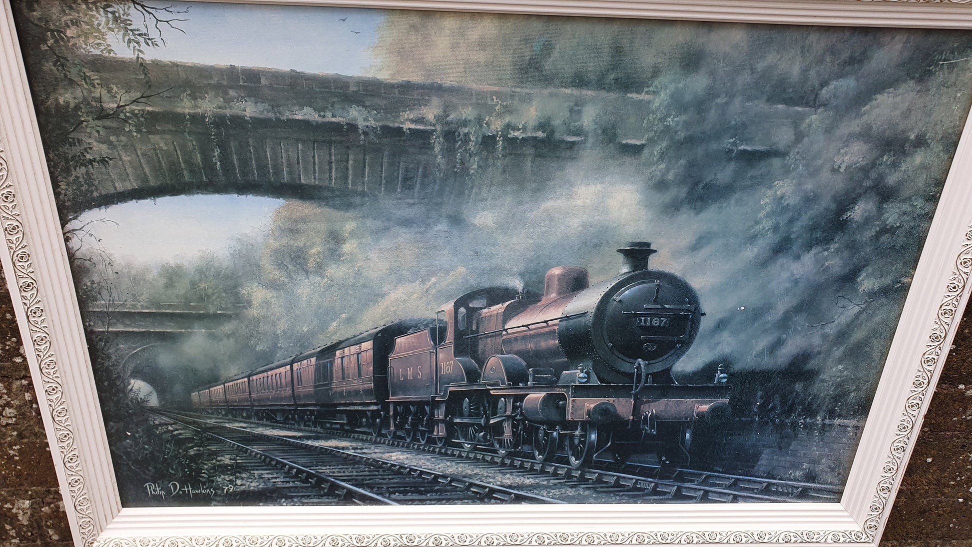 Large Vintage Retro Print 1187 LMS Steam Train Matglo Surface. Philip D Hawkins Vintage Railway