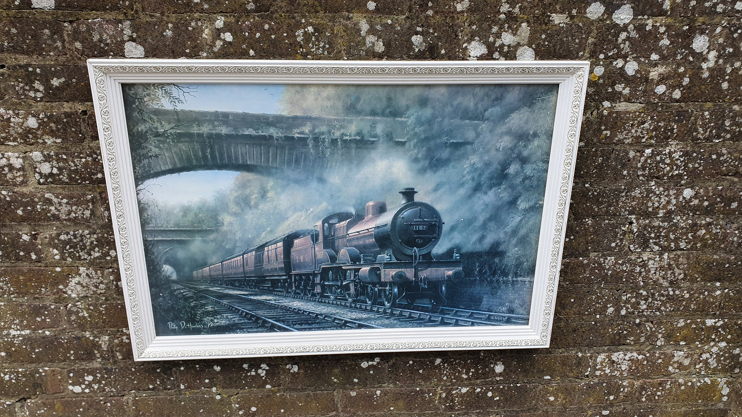Large Vintage Retro Print 1187 LMS Steam Train Matglo Surface. Philip D Hawkins Vintage Railway