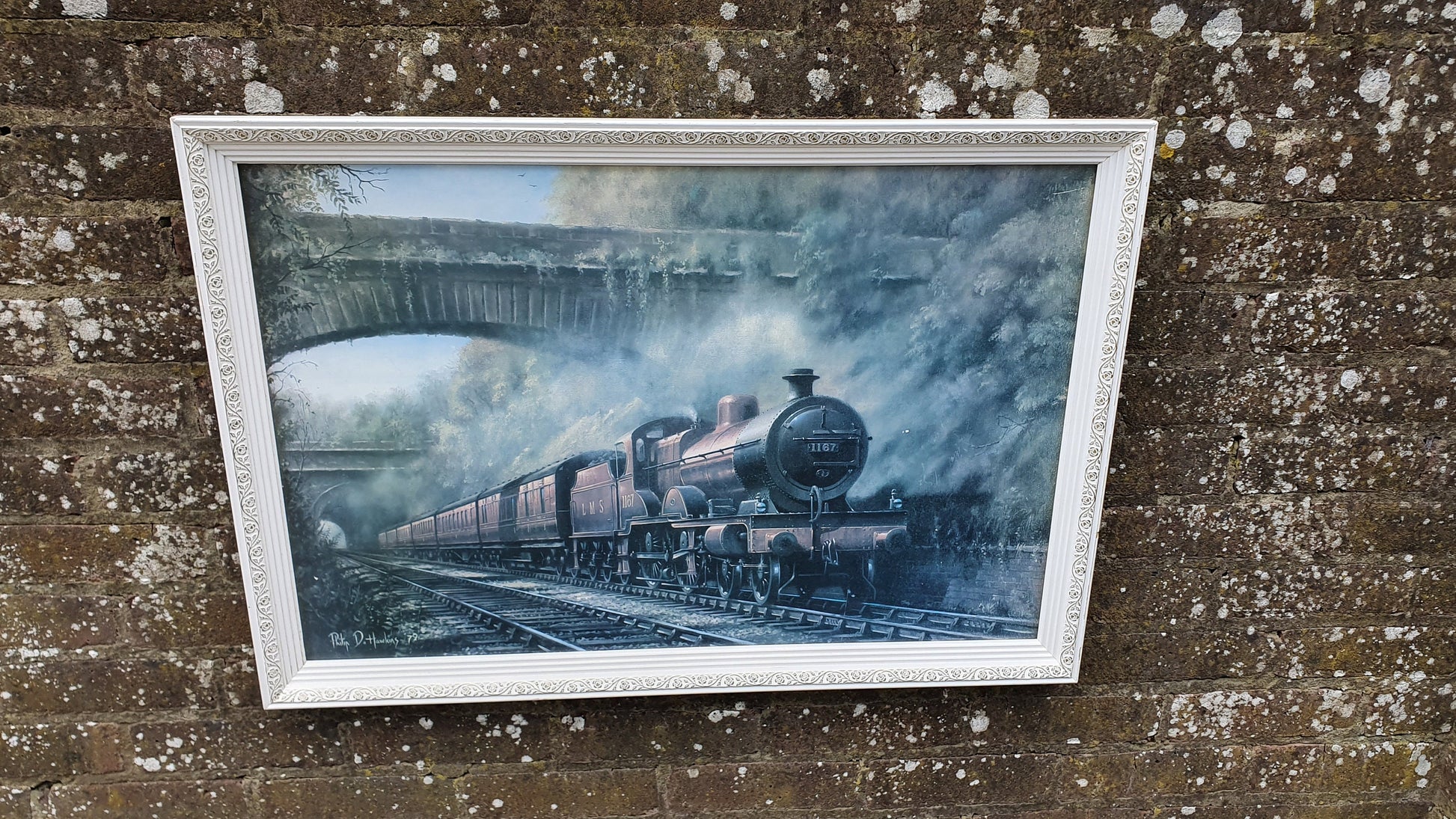 Large Vintage Retro Print 1187 LMS Steam Train Matglo Surface. Philip D Hawkins Vintage Railway
