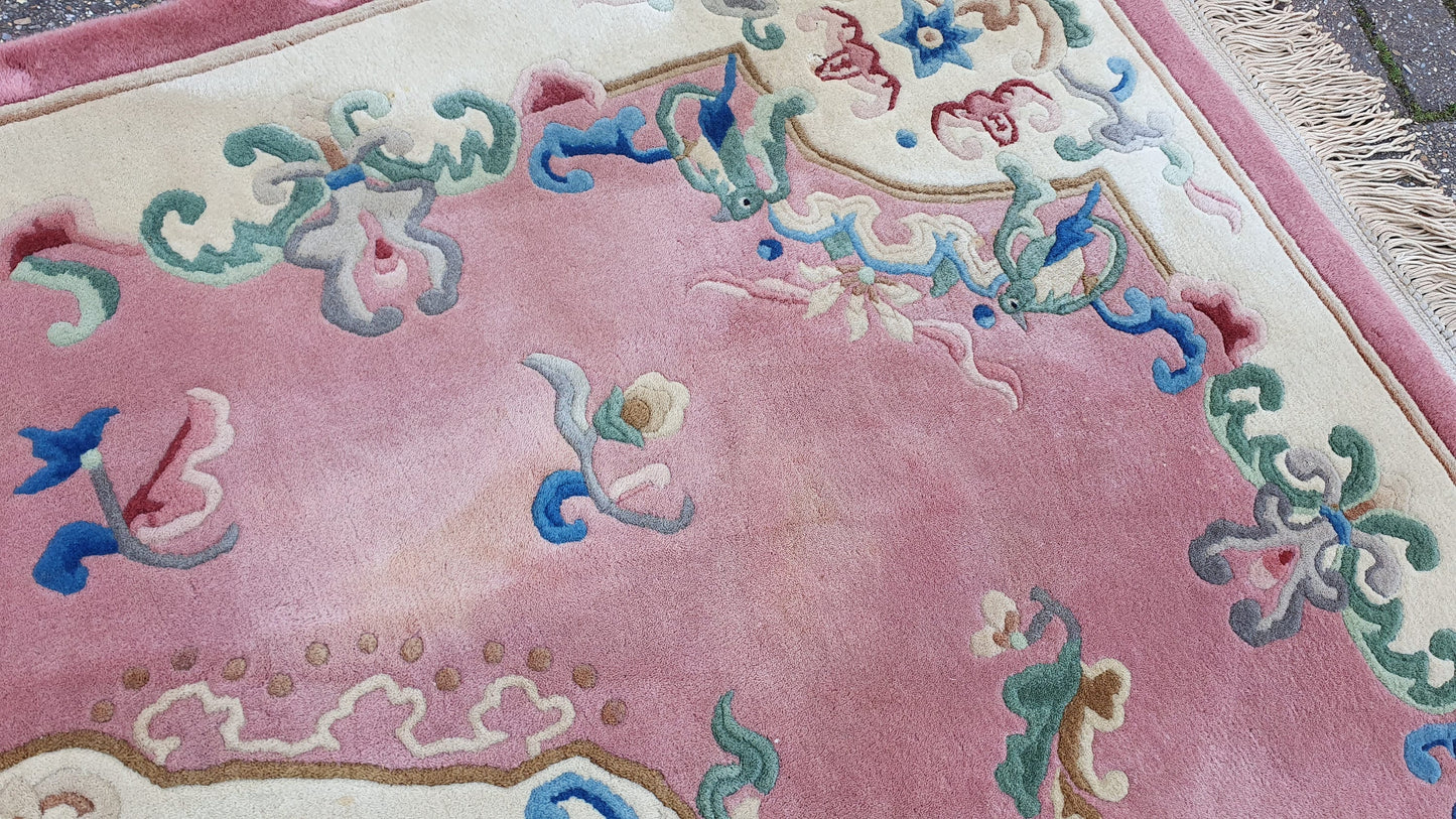 Superb top quality Vintage 70’s or 80’s Pink Decorative Rug Bird Decoration. Abadjian 90 x 52 in Weighs 14kg