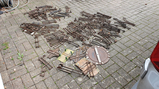Large Collection of Vintage Metal Model Railway Track Tinplate