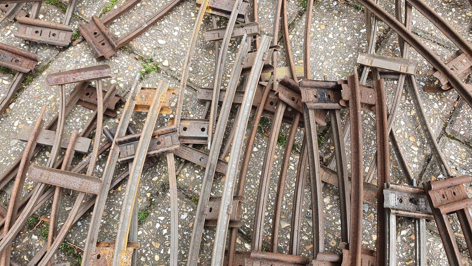 Large Collection of Vintage Metal Model Railway Track Tinplate
