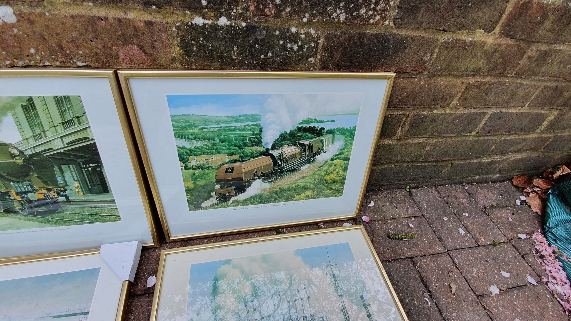 Set of 8 Jack Hill Large Steam Engine Train Railway Prints International, including S and E Africa French Canada Australia UK Belgium