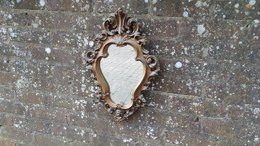 Deep Vintage Ornate Chunky Painted Gold Plaster Mirror. Gilt
