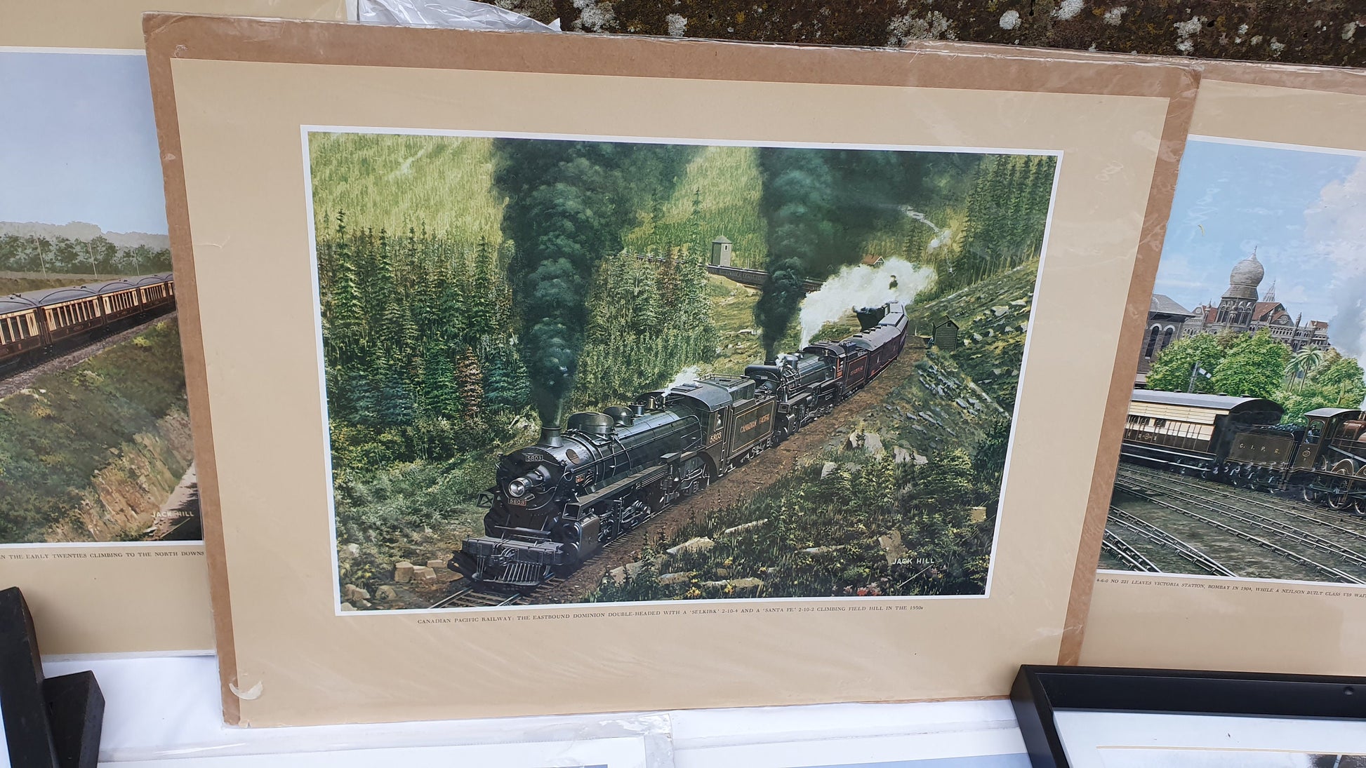 6 Large Vintage team Railway Engine Prints and 3 Smaller Framed Jack Hill Chris Holland.