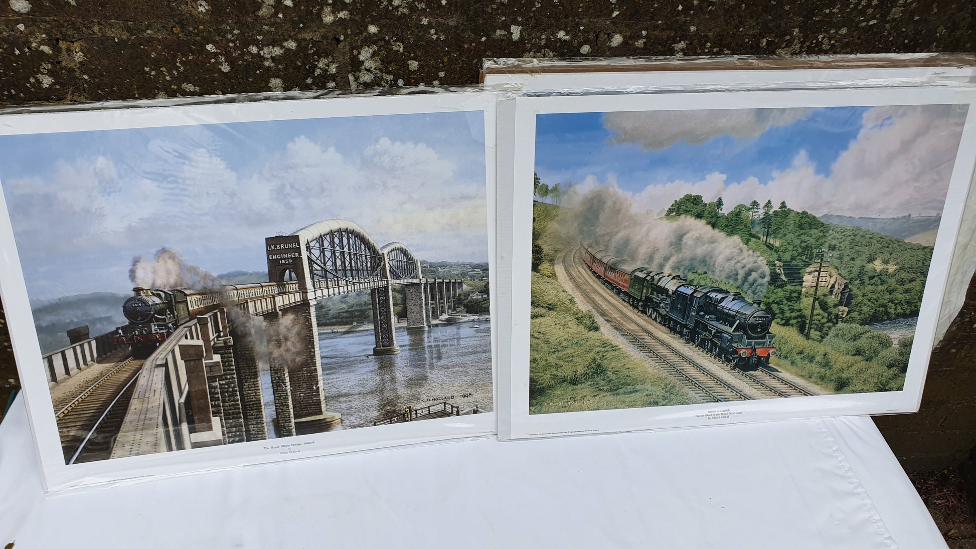 6 Large Vintage team Railway Engine Prints and 3 Smaller Framed Jack Hill Chris Holland.