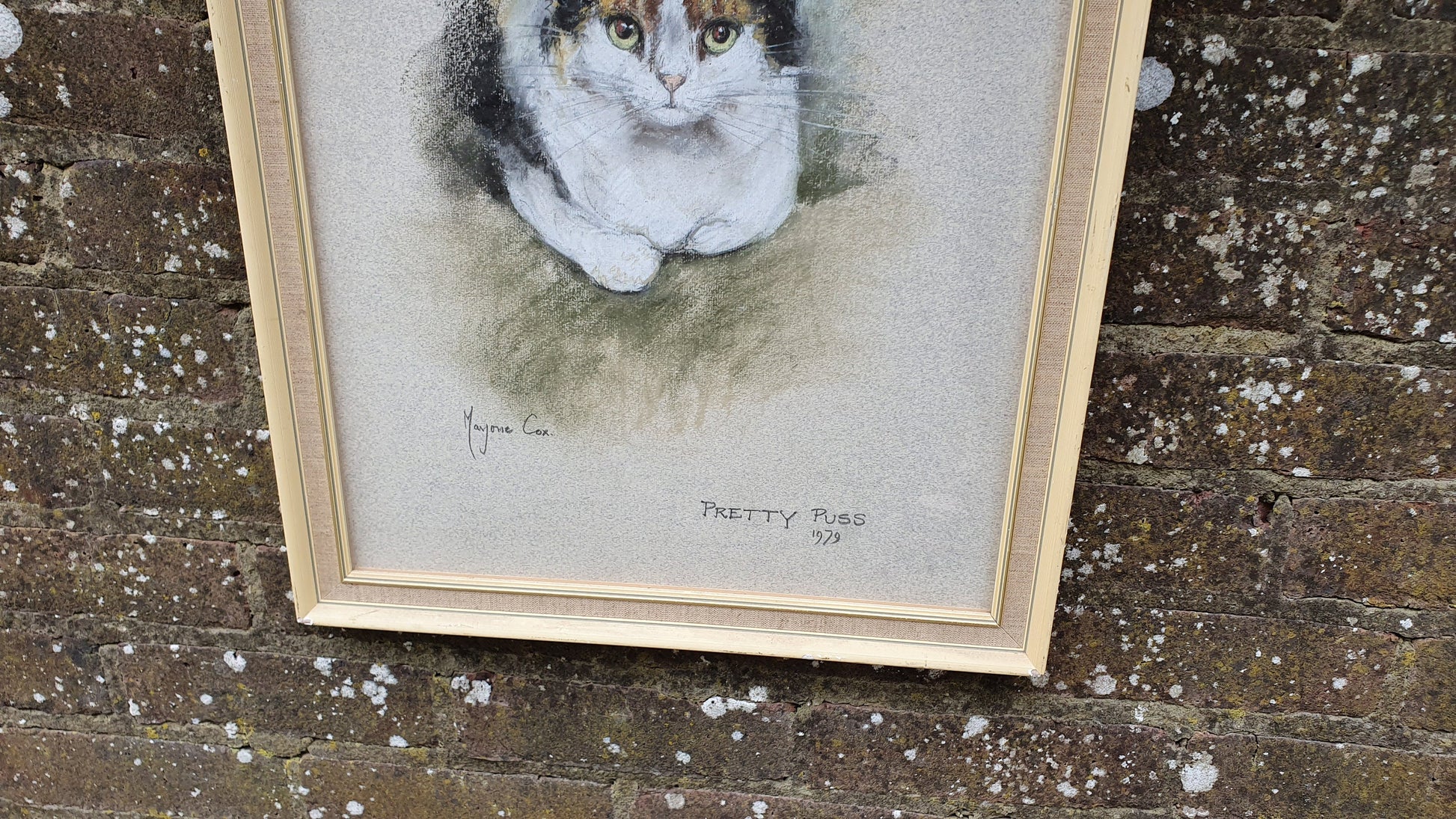 Original Marjorie Cox Pastel Portrait of a Cat ‘Pretty Puss’ 1979