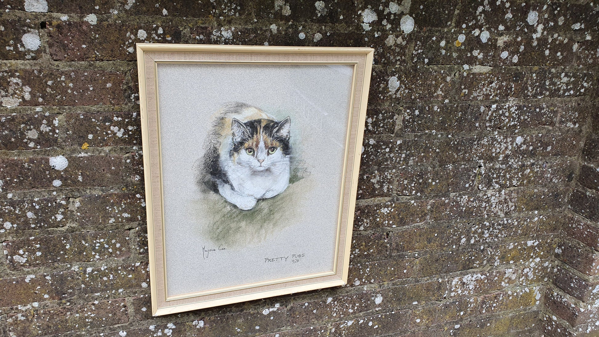 Original Marjorie Cox Pastel Portrait of a Cat ‘Pretty Puss’ 1979