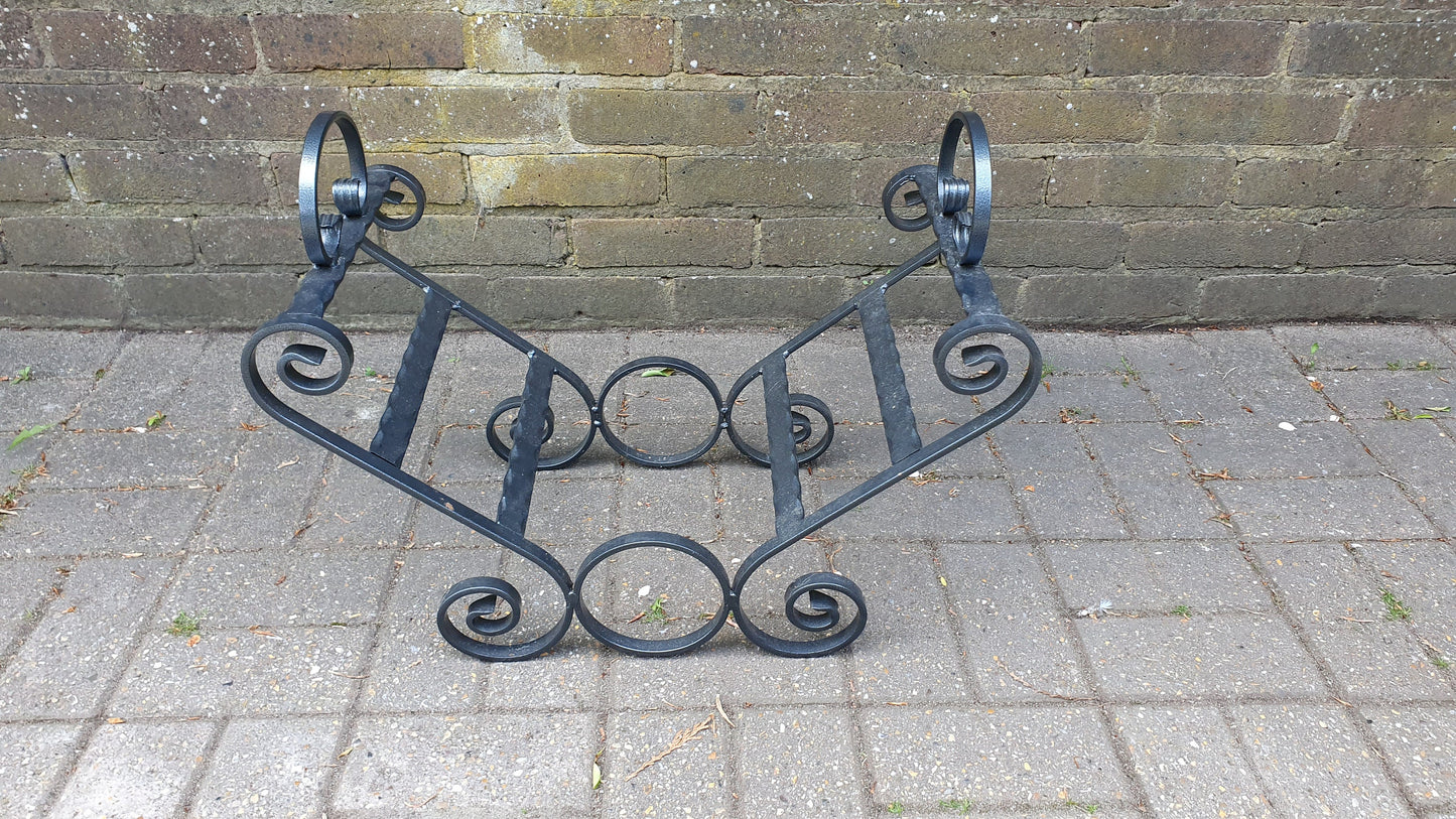 Vintage Welded Metal Heavy Iron Fish Motif Magazine Rack Weinberg Style Black